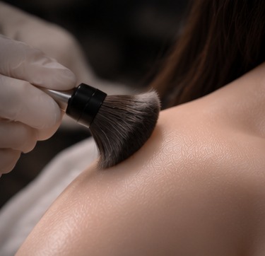 Illustrative image of careful surface finishing with a soft brush